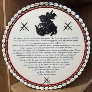 Mandala Decorativa Oração de São Jorge 35 cm – Proteção, Fé e Coragem